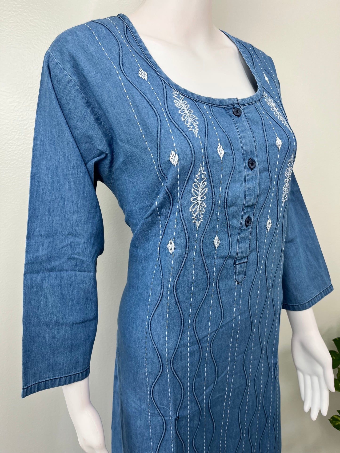 Denim Nightgown for Women with 3/4th Sleeves
