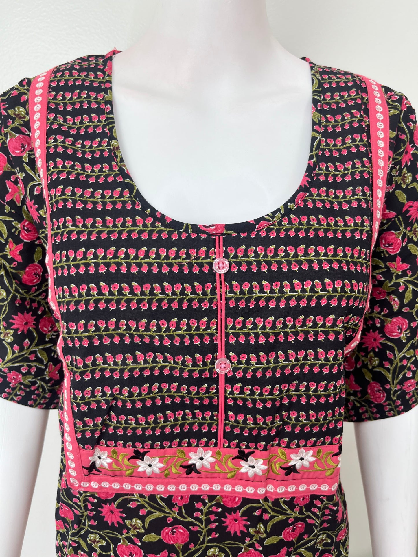 Black Printed Cotton Nighty Soft & Breathable