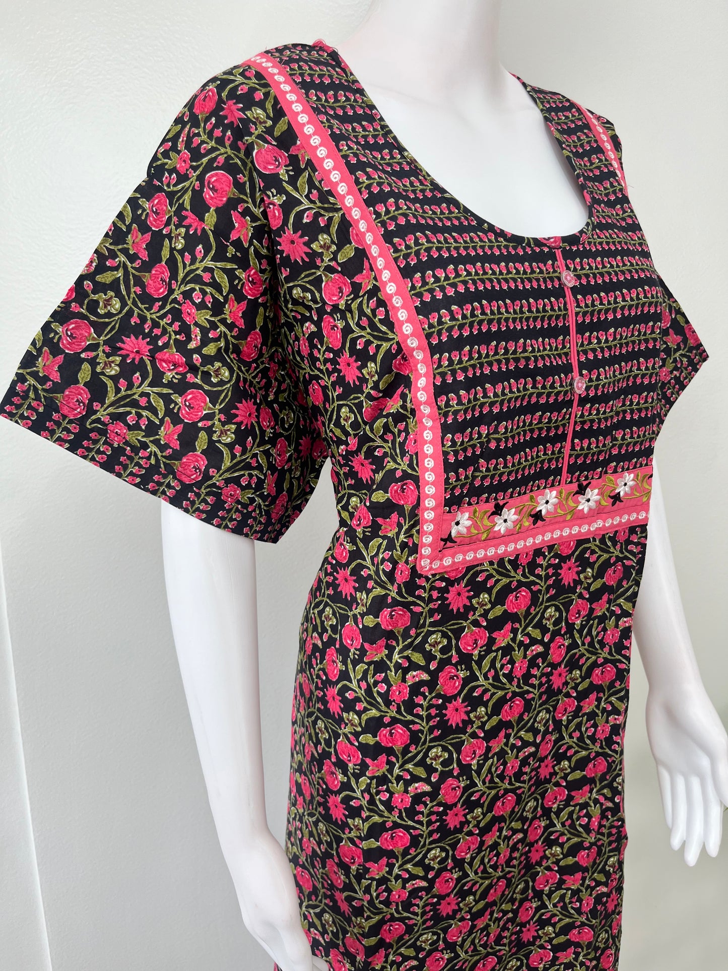 Black Printed Cotton Nighty Soft & Breathable