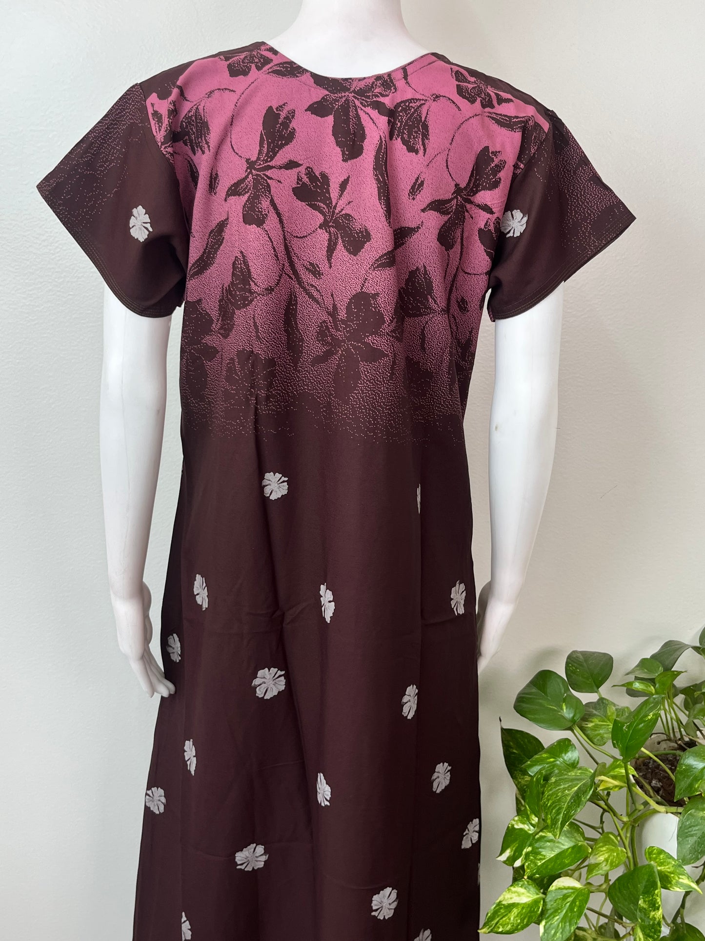 Magenta Shaded Design Rayon Fabric Nightgown