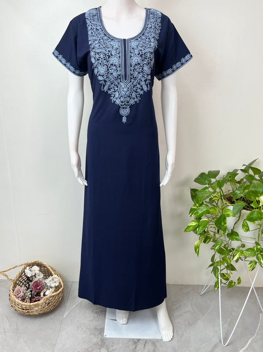 Navy Blue Delicate Embroidery Bizzylizzy Nighty