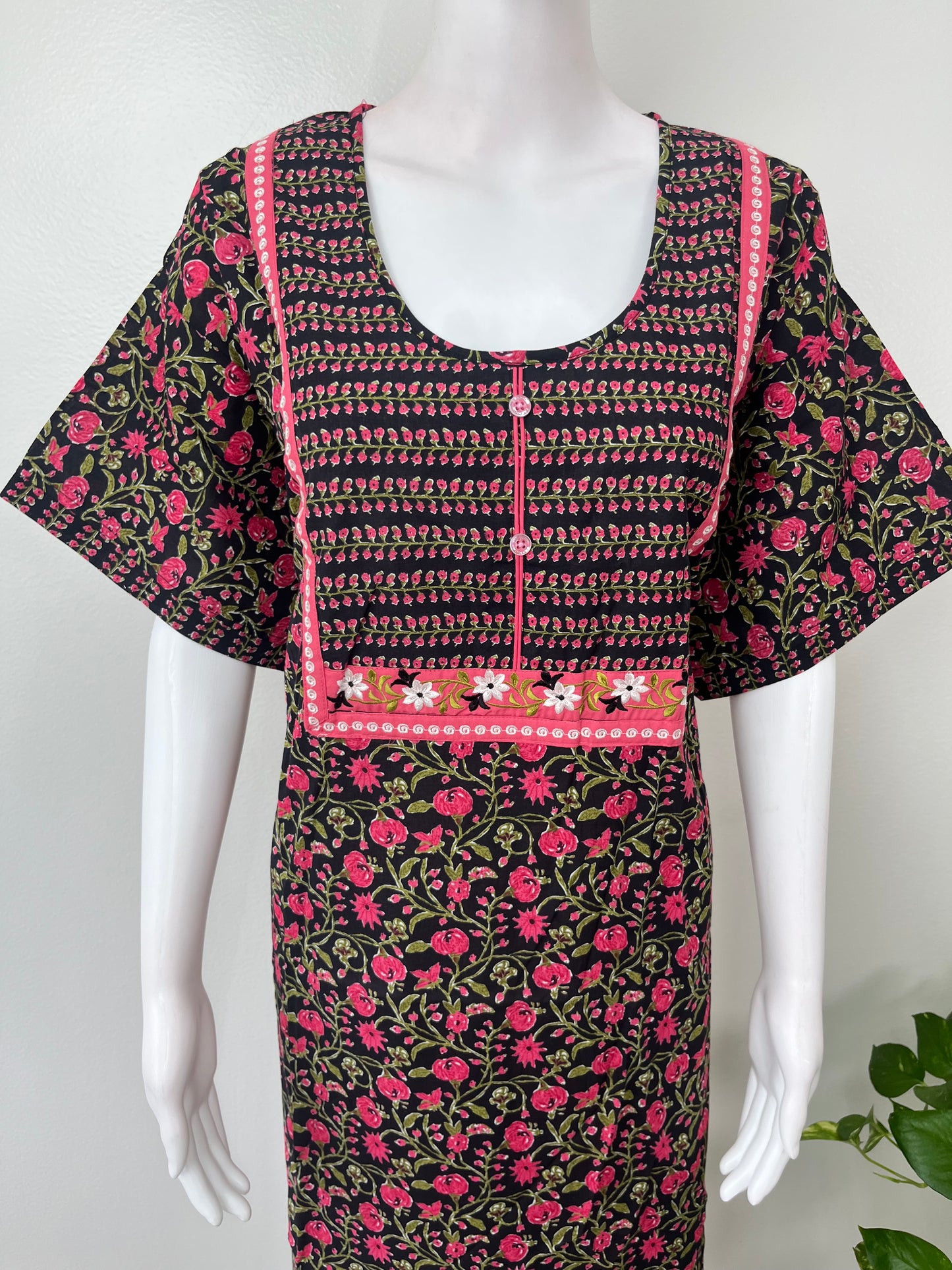Black Printed Cotton Nighty Soft & Breathable