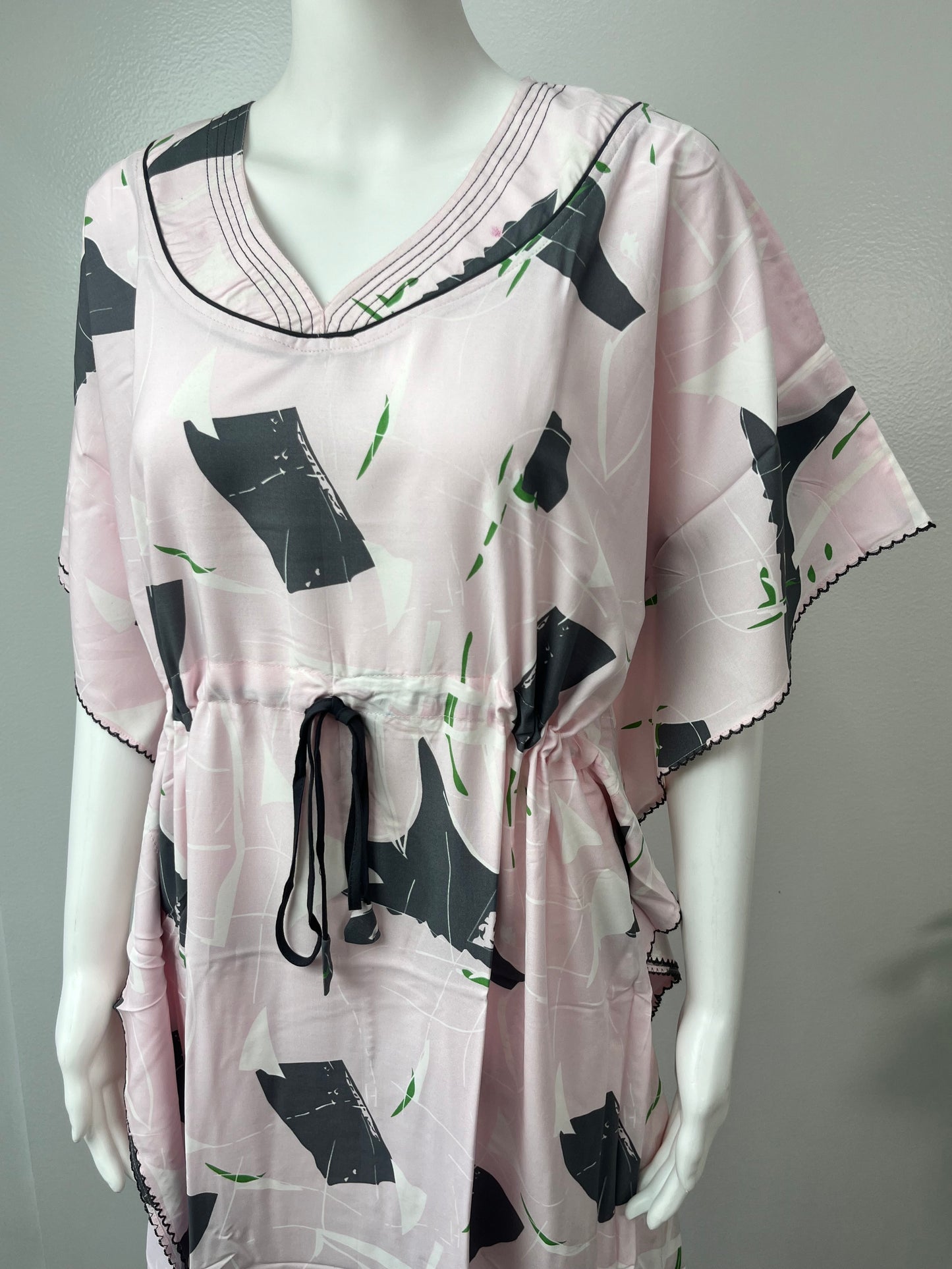 Baby Pink Soft Rayon Fabric Kaftan