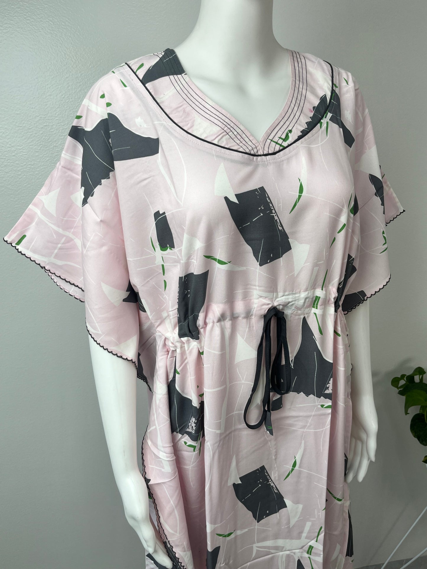 Baby Pink Soft Rayon Fabric Kaftan