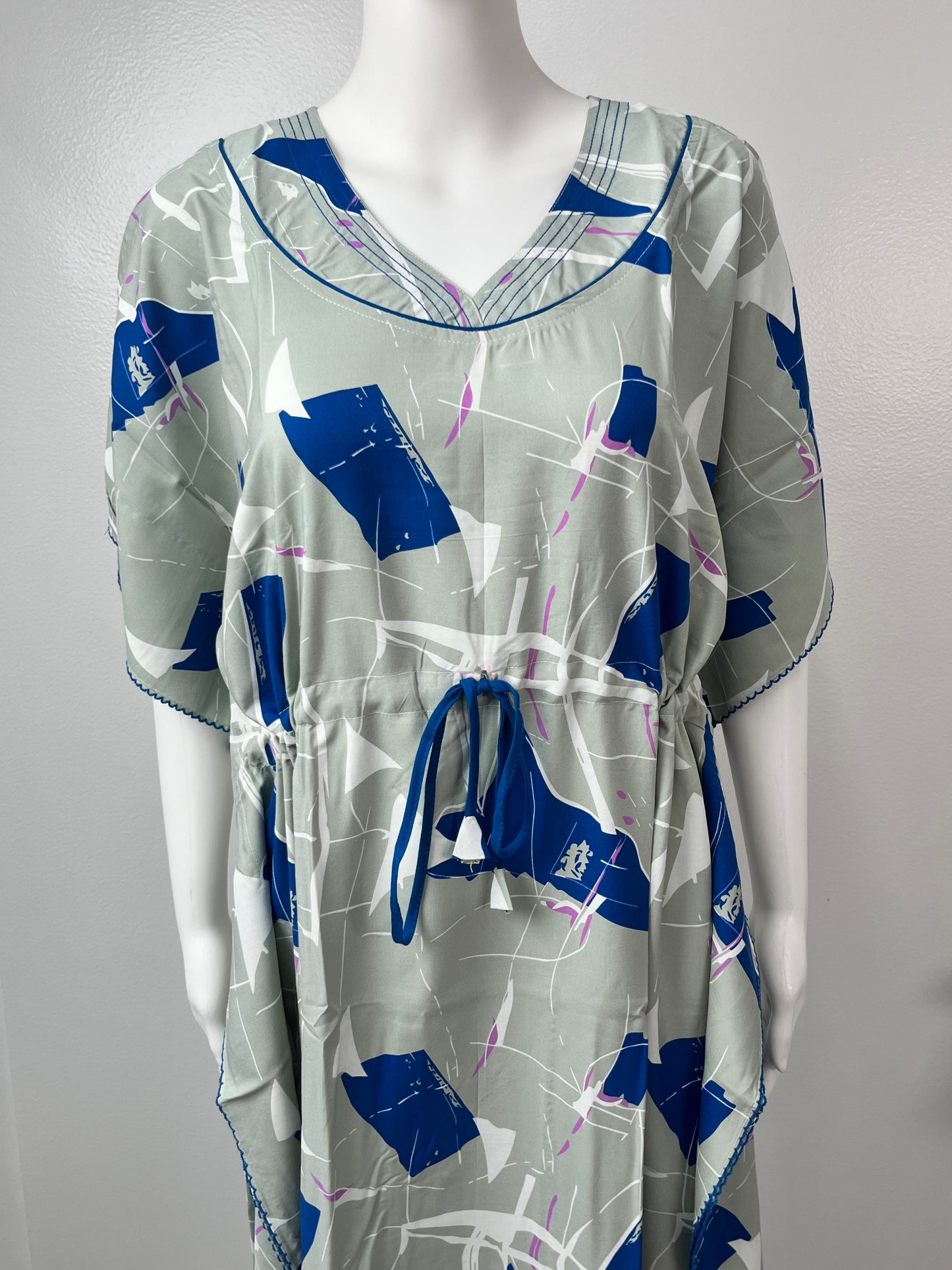 Grey Printed Rayon Kaftan Elegant & Classy