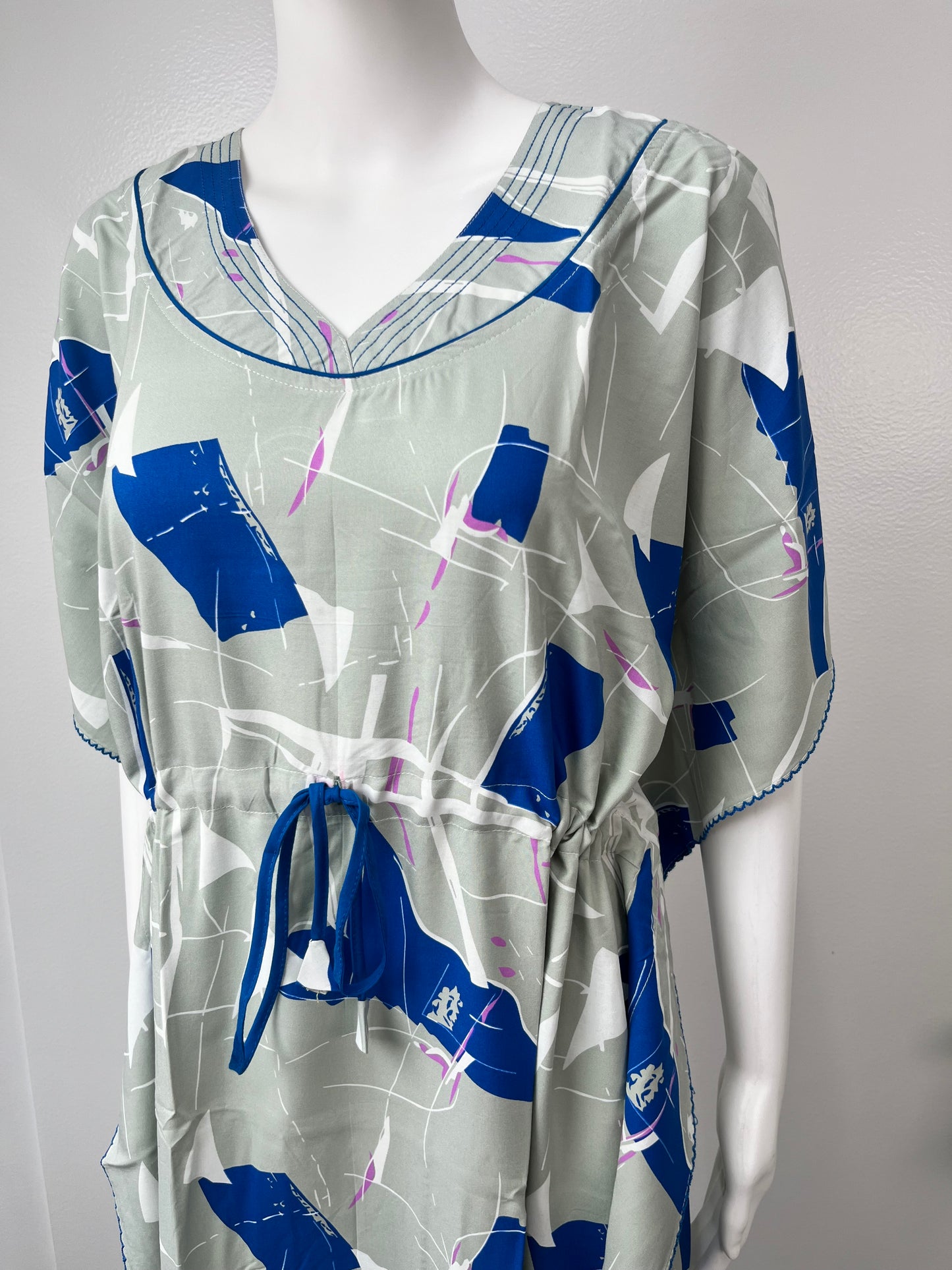 Grey Printed Rayon Kaftan Elegant & Classy