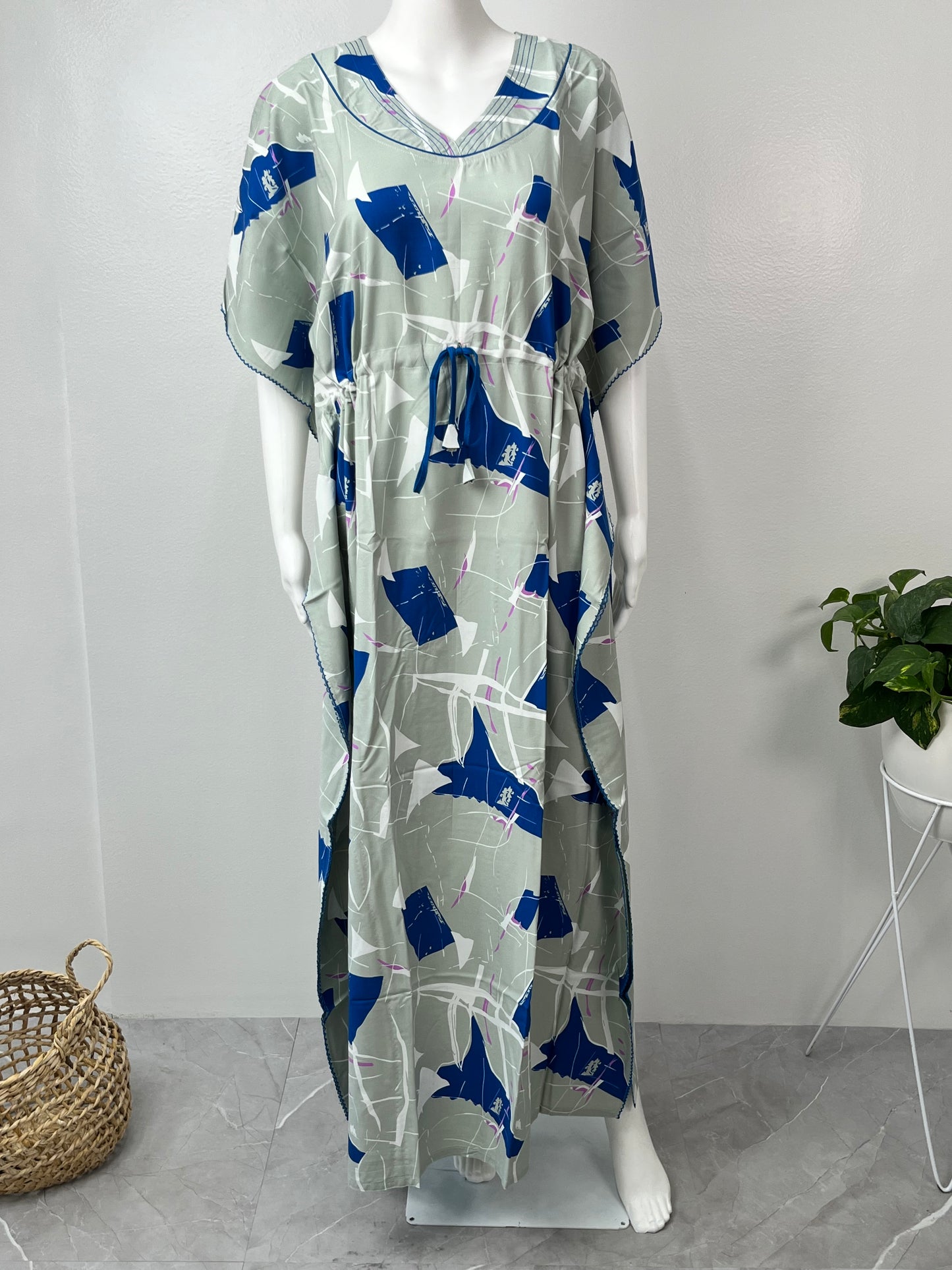 Grey Printed Rayon Kaftan Elegant & Classy