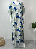 Grey Printed Rayon Kaftan Elegant & Classy