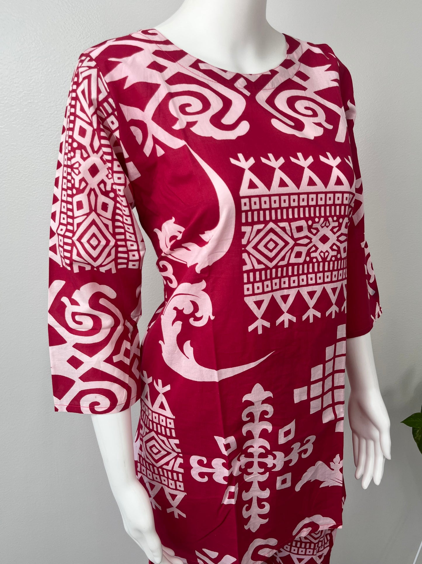 Tribal Red Maze Pure Cotton Loungewear Set