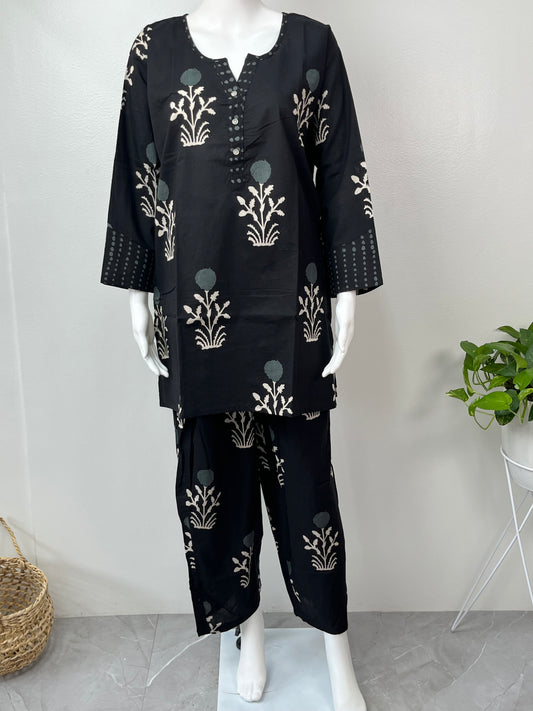 Midnight Bloom Pure Cotton Nightwear Set