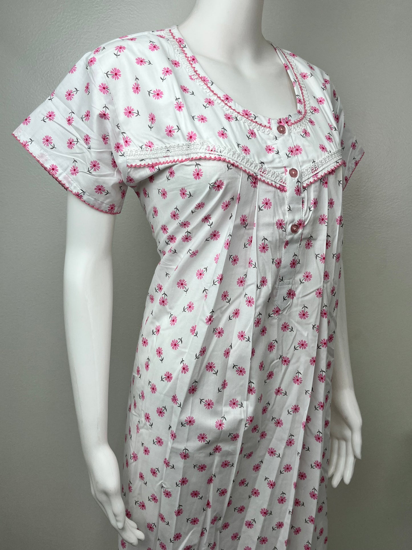 Pink Flora Boutique Cotton Nighty Soft & Comfortable