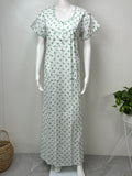 Green Printed Polyester Cotton Women's Nightgown