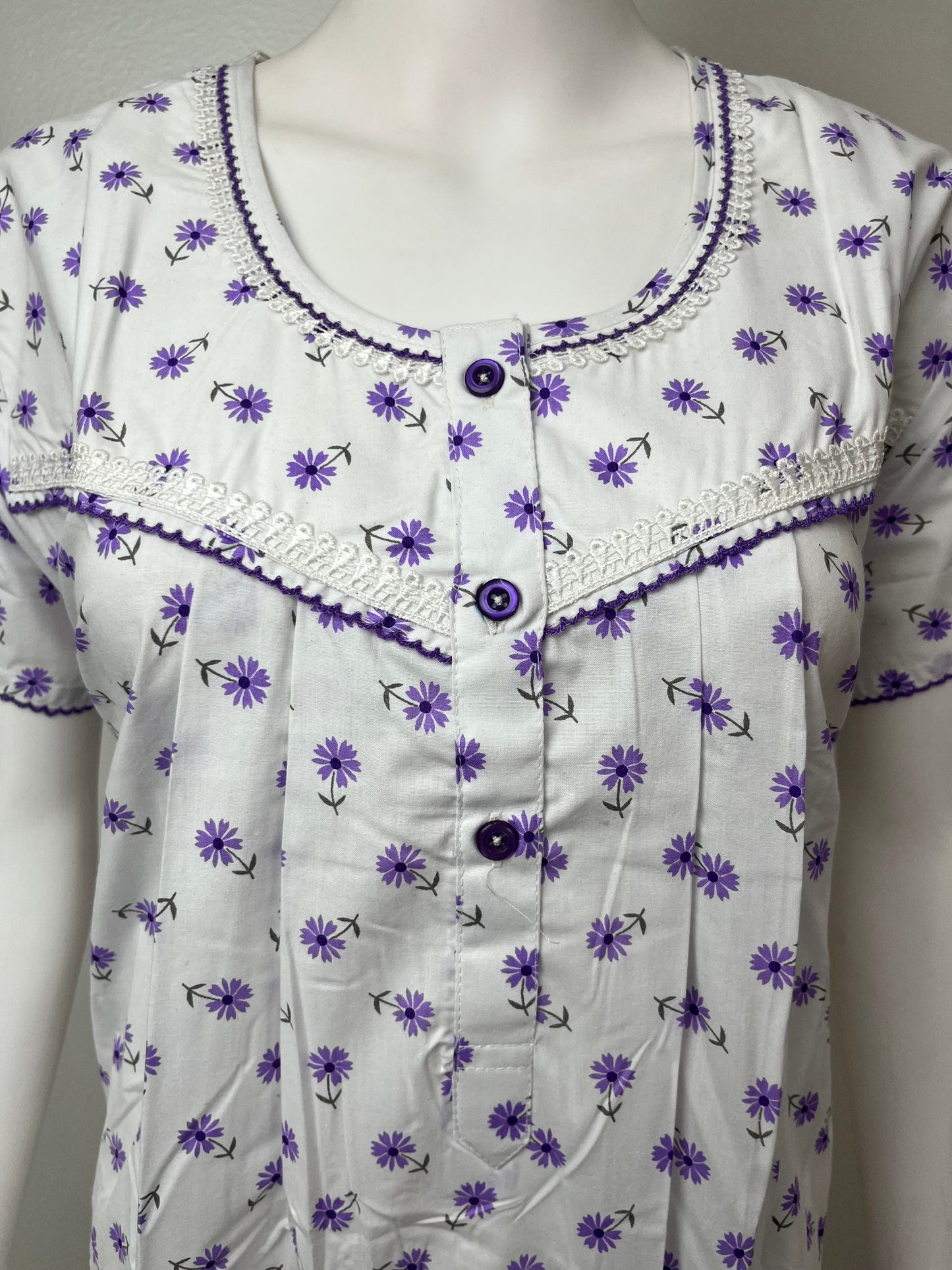Purple Floral Printed Boutique Cotton Nighty