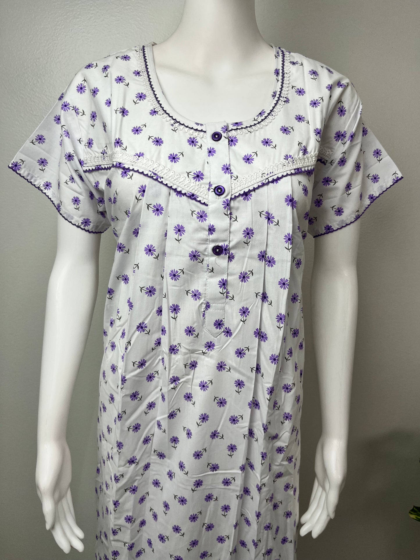 Purple Floral Printed Boutique Cotton Nighty