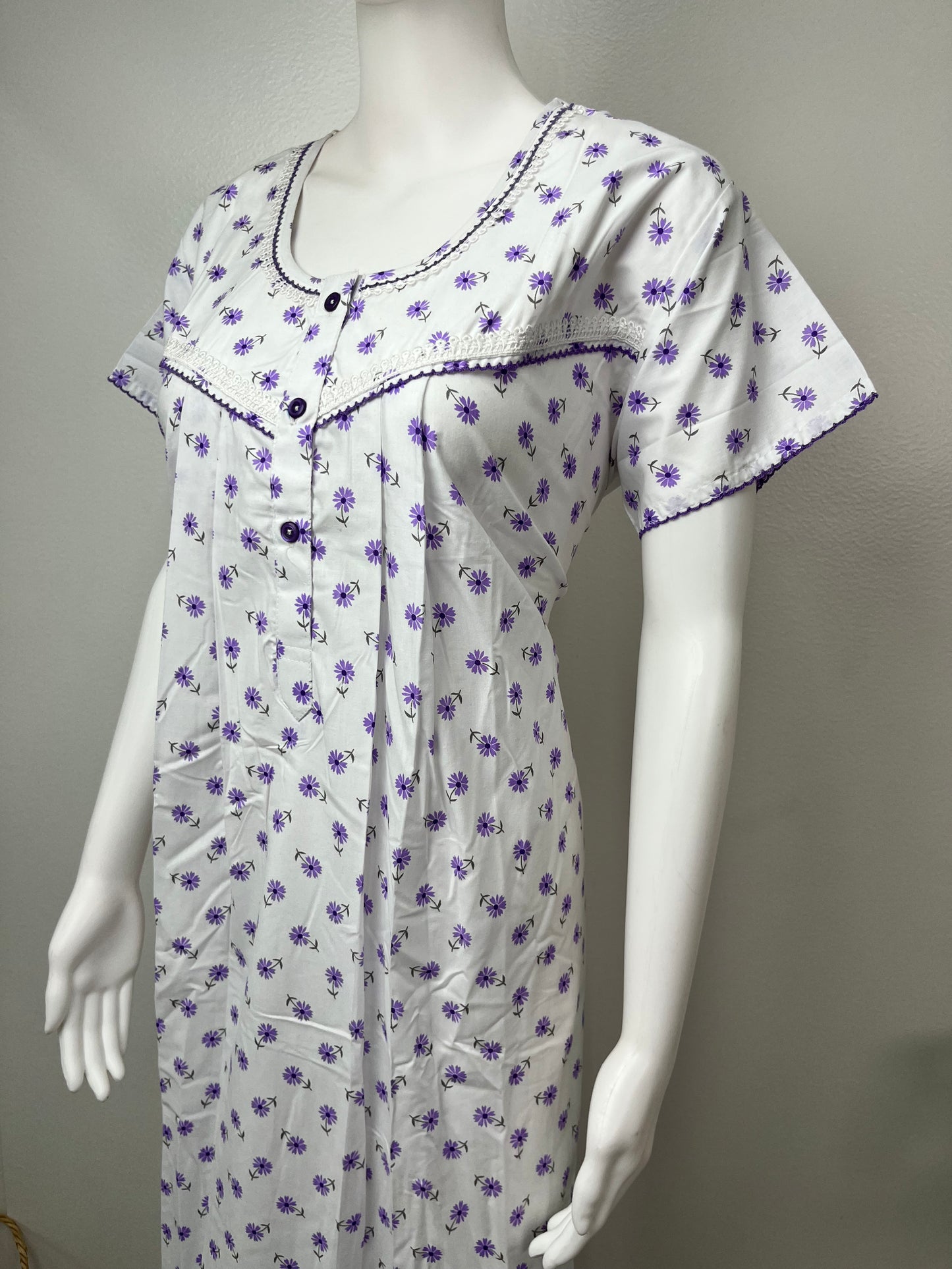 Purple Floral Printed Boutique Cotton Nighty