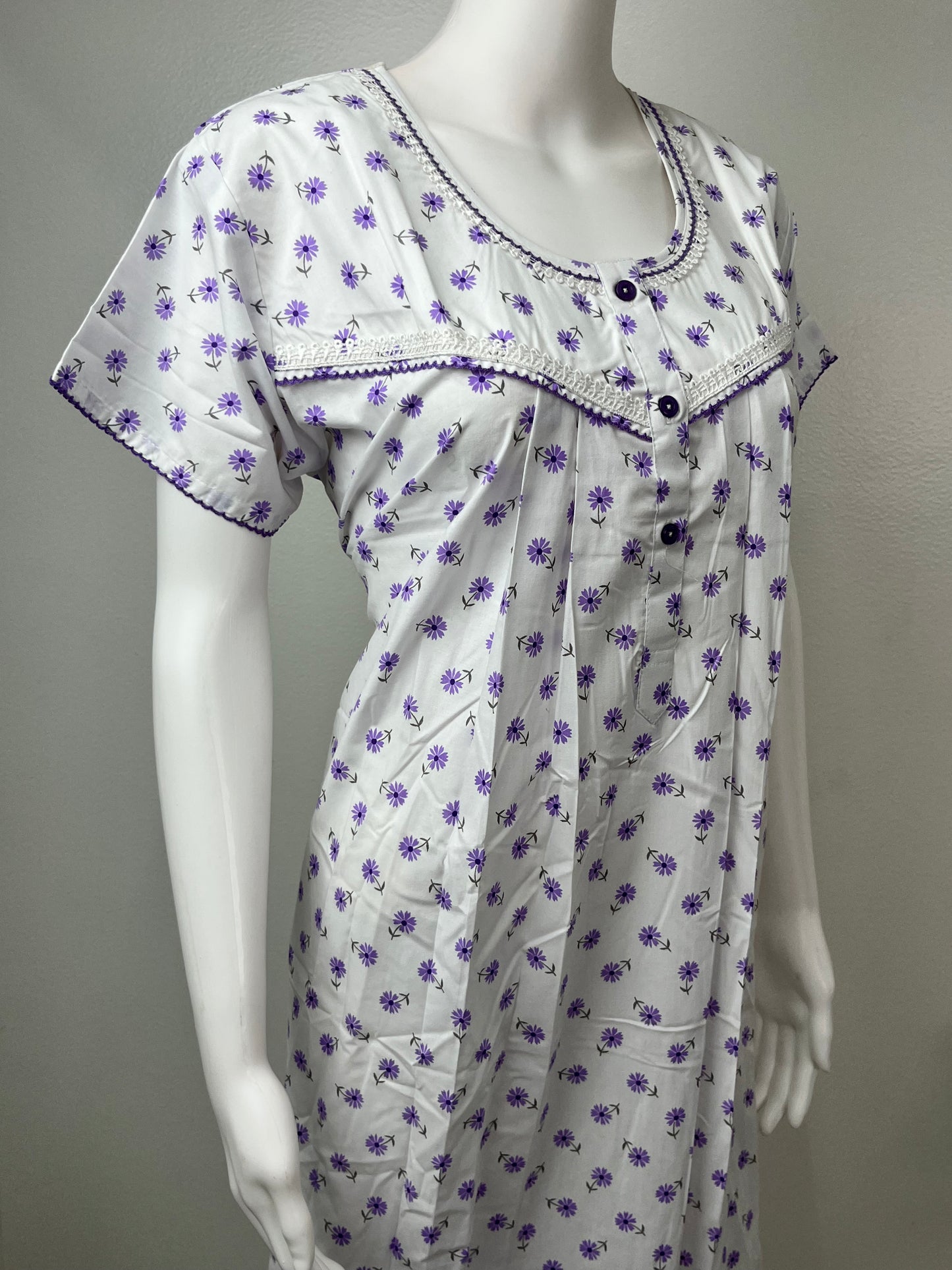 Purple Floral Printed Boutique Cotton Nighty