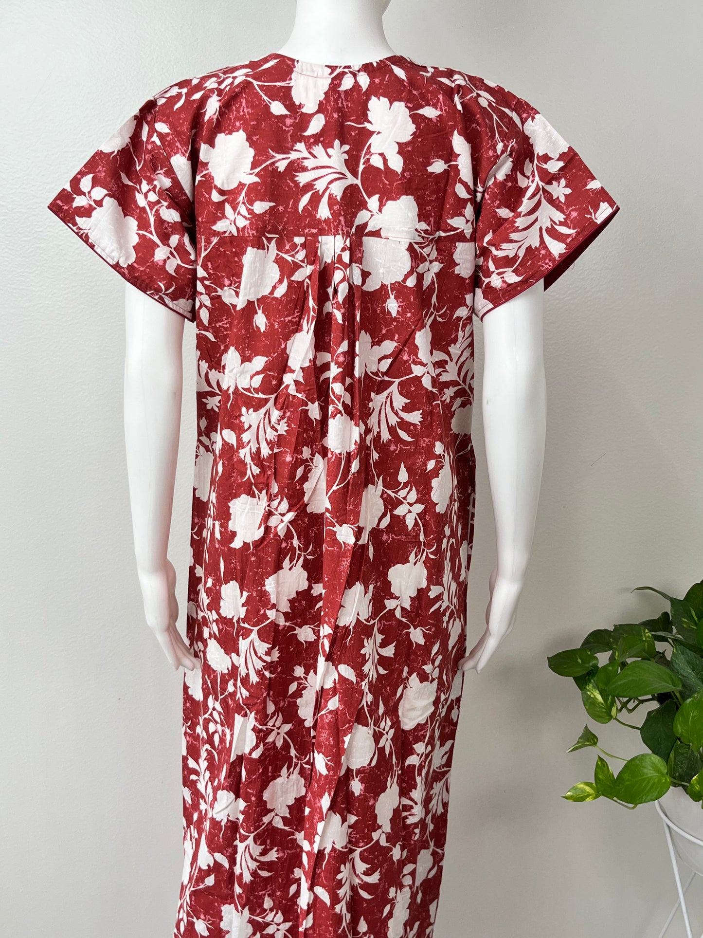 Red Pure Cotton Nightgown Comfortable & Elegant