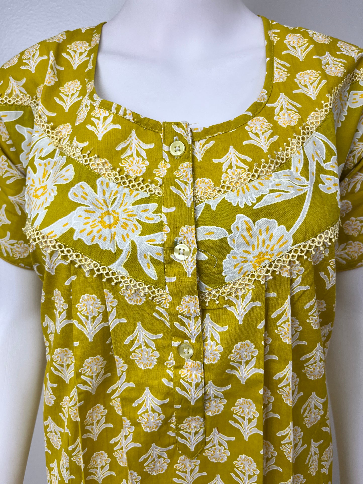 Yellow Pure Cotton Nightgown Elegant & Comfortable