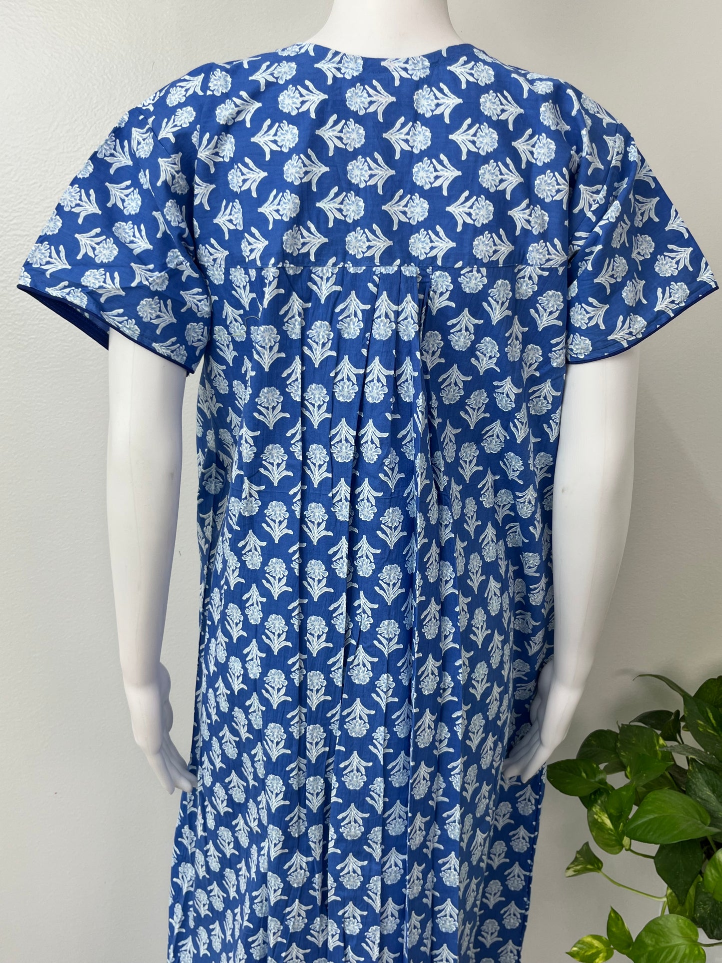 Blue Pleated 100% Cotton Nighty Soft & Comfortable.