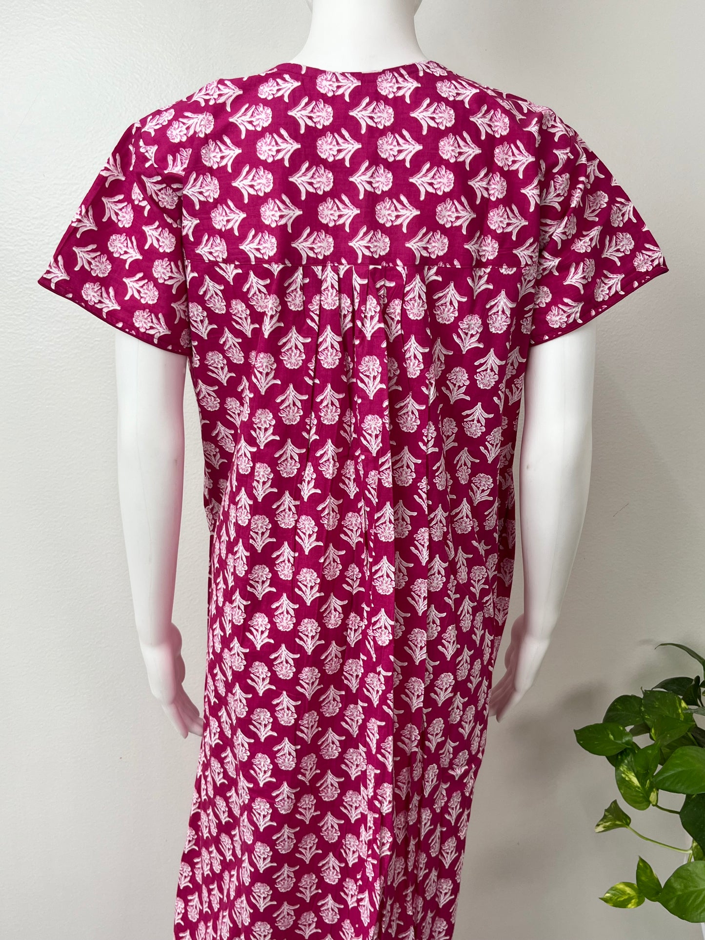 Pink 100% Cotton Nighty with Double Print