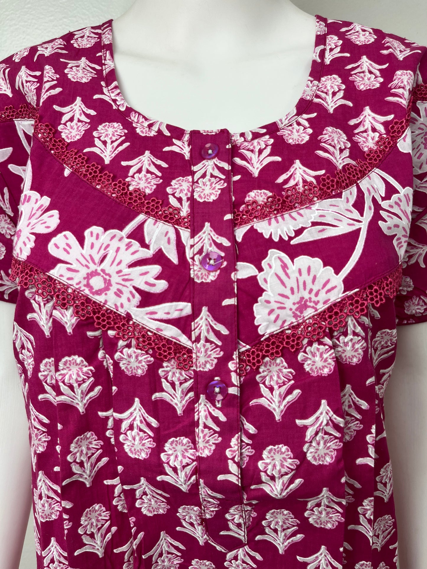 Pink 100% Cotton Nighty with Double Print