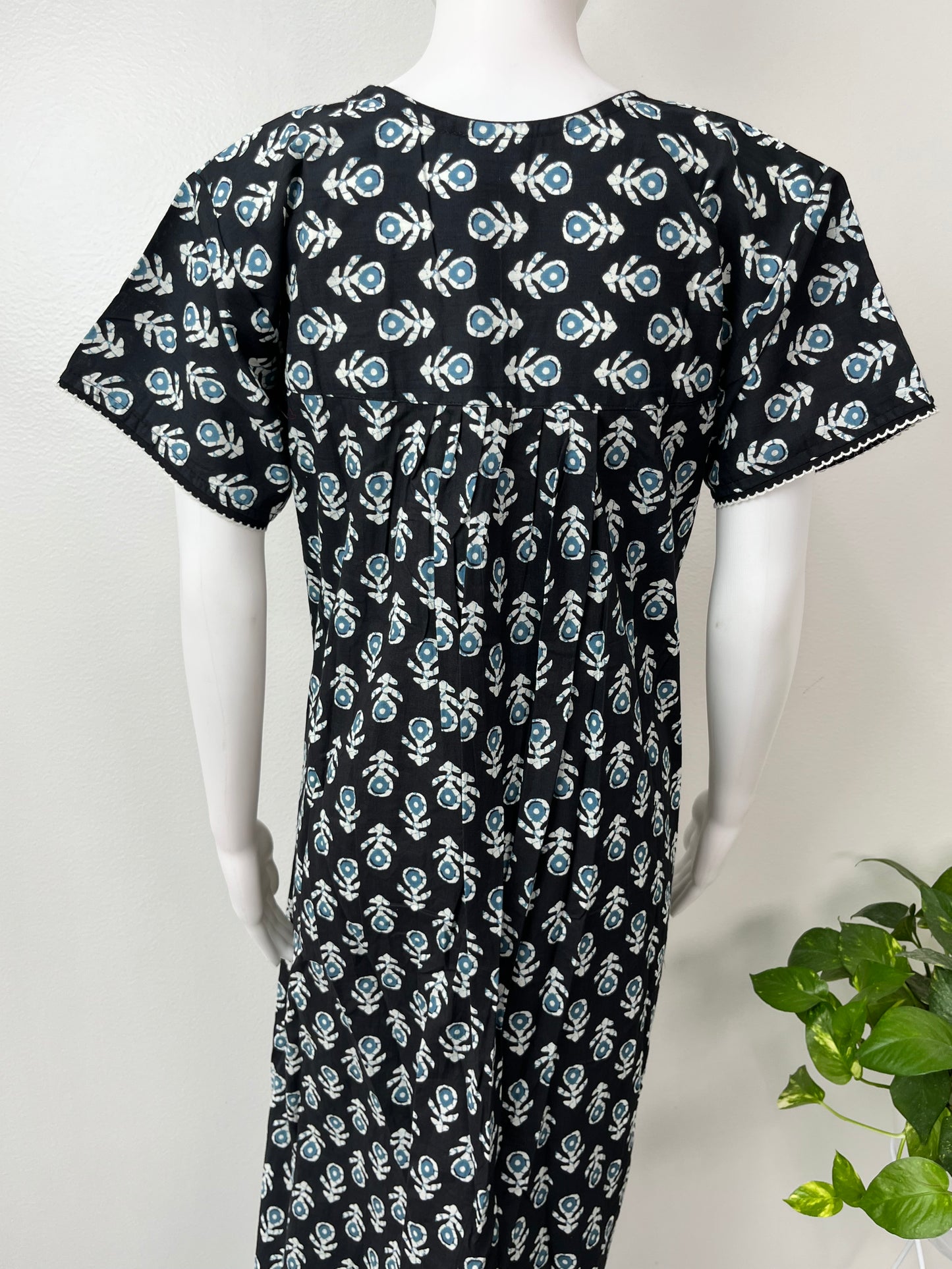 Black Pure Cotton Nighty for Women