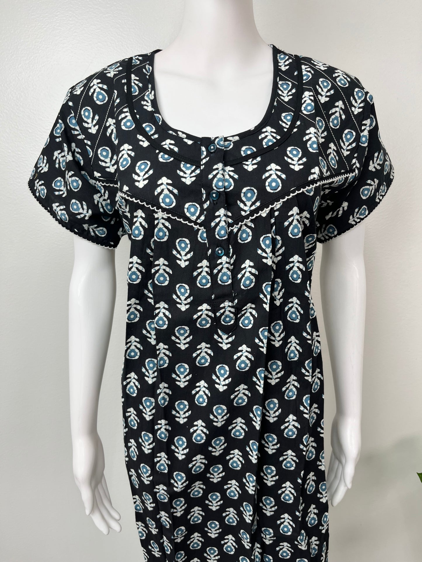 Black Pure Cotton Nighty for Women