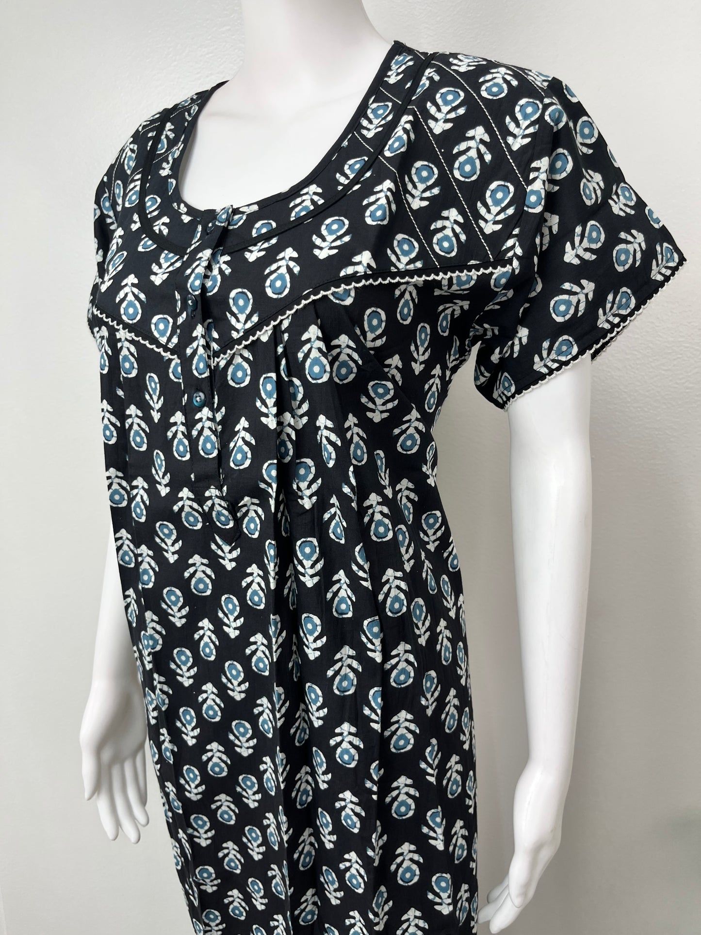 Black Pure Cotton Nighty for Women