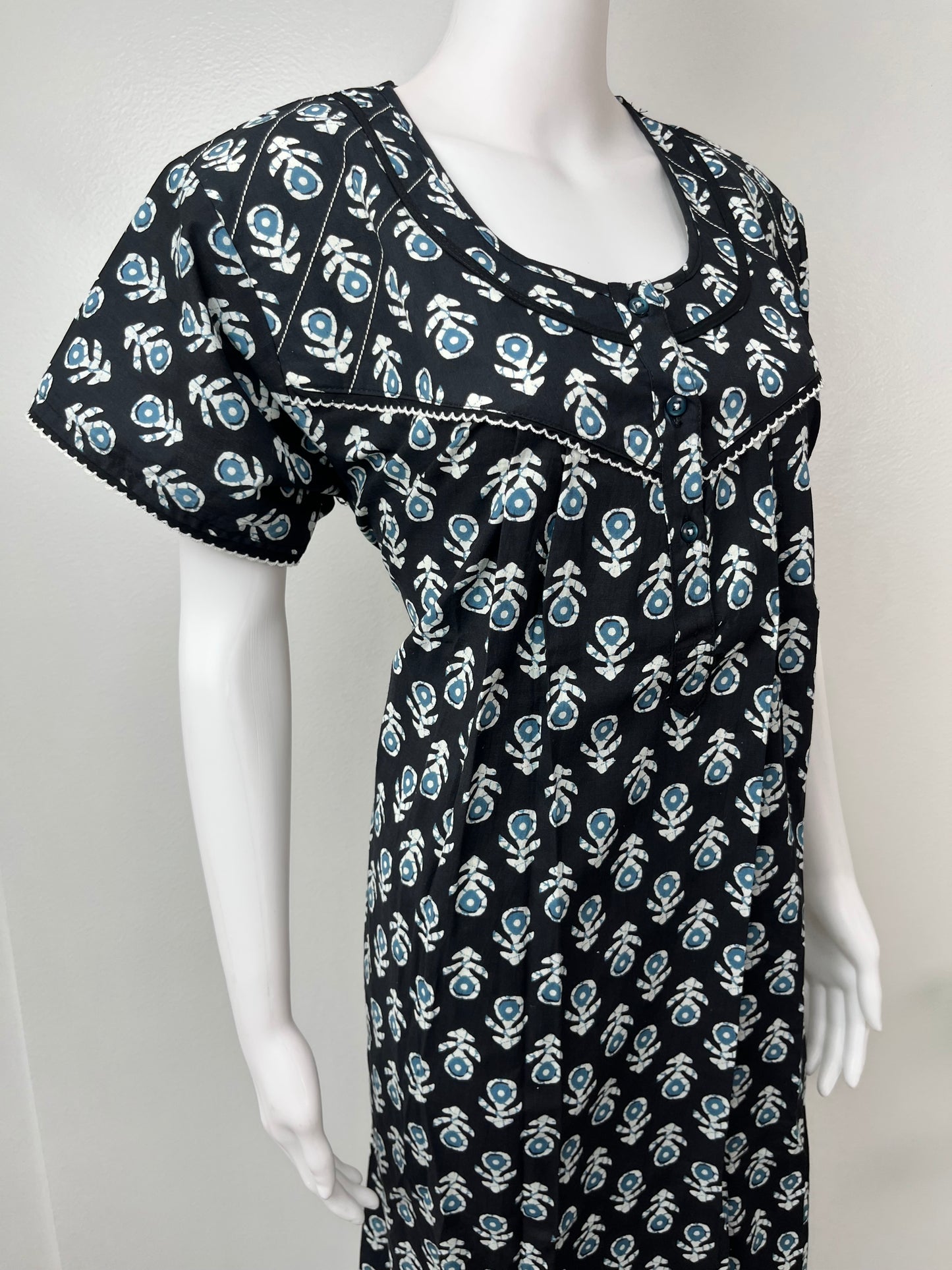 Black Pure Cotton Nighty for Women