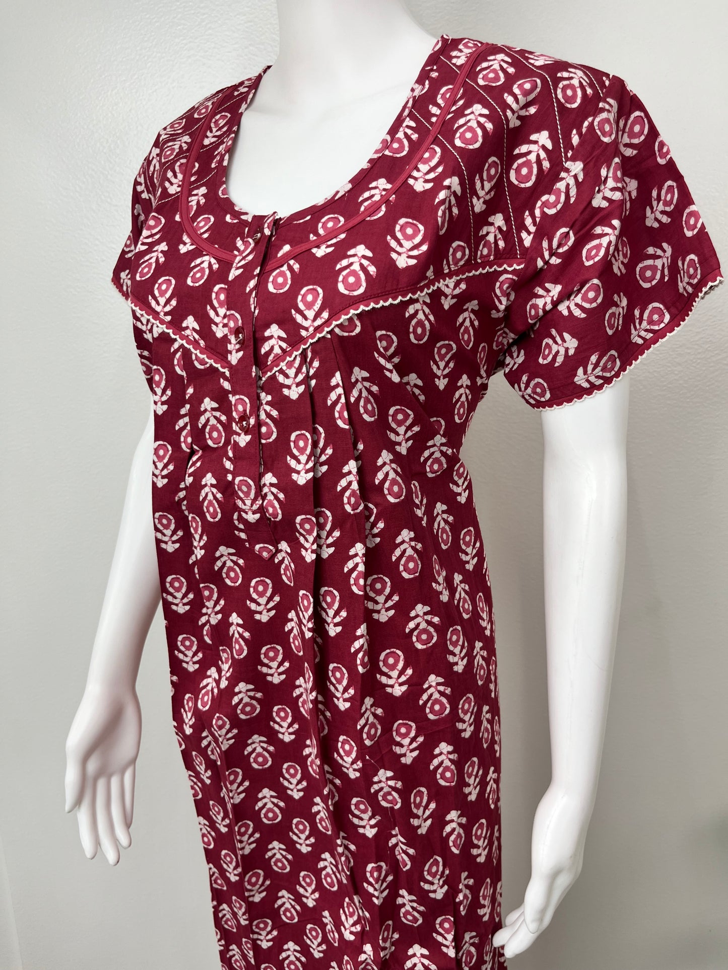 Hot Pink 100% Cotton Women's Nighty