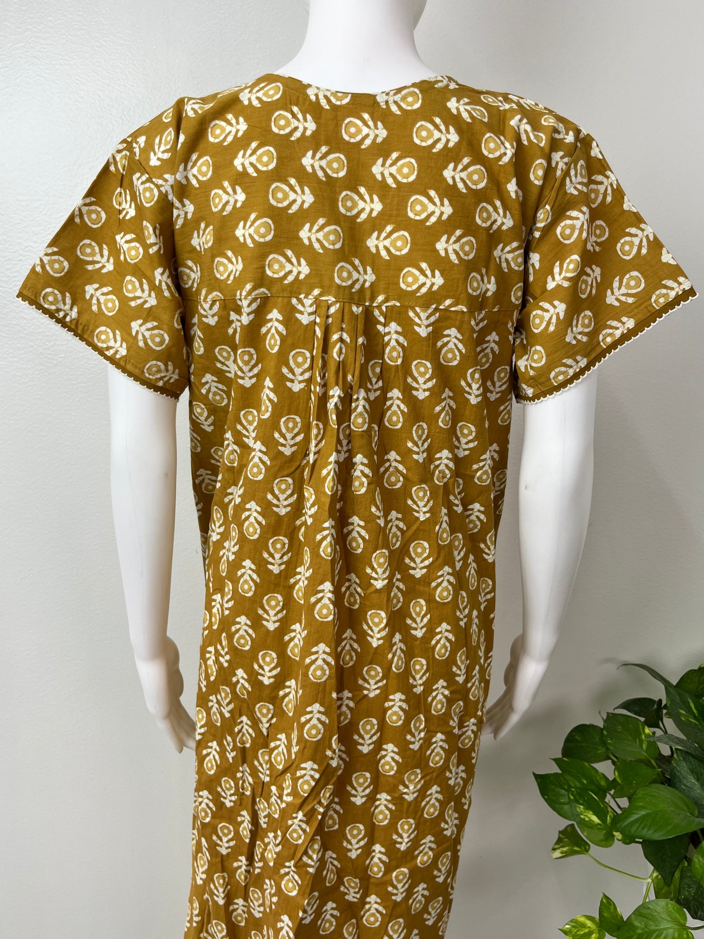 Olive Green Pleated 100% Cotton Nighty.