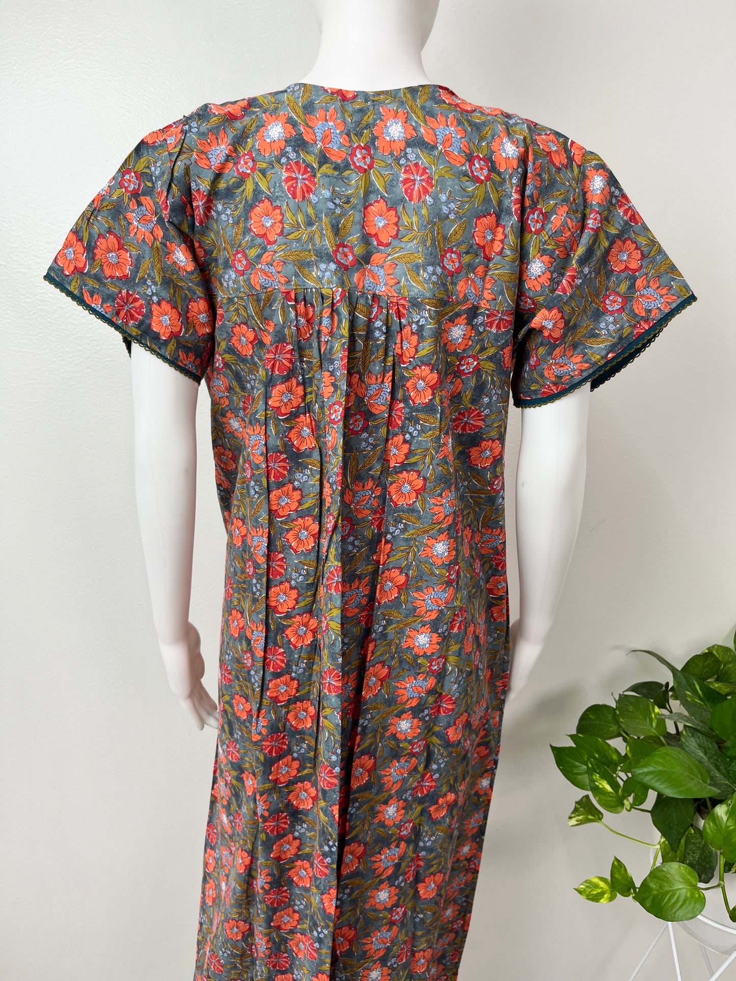 Grey Pure Cotton Nightgown Comfortable & Elegant.