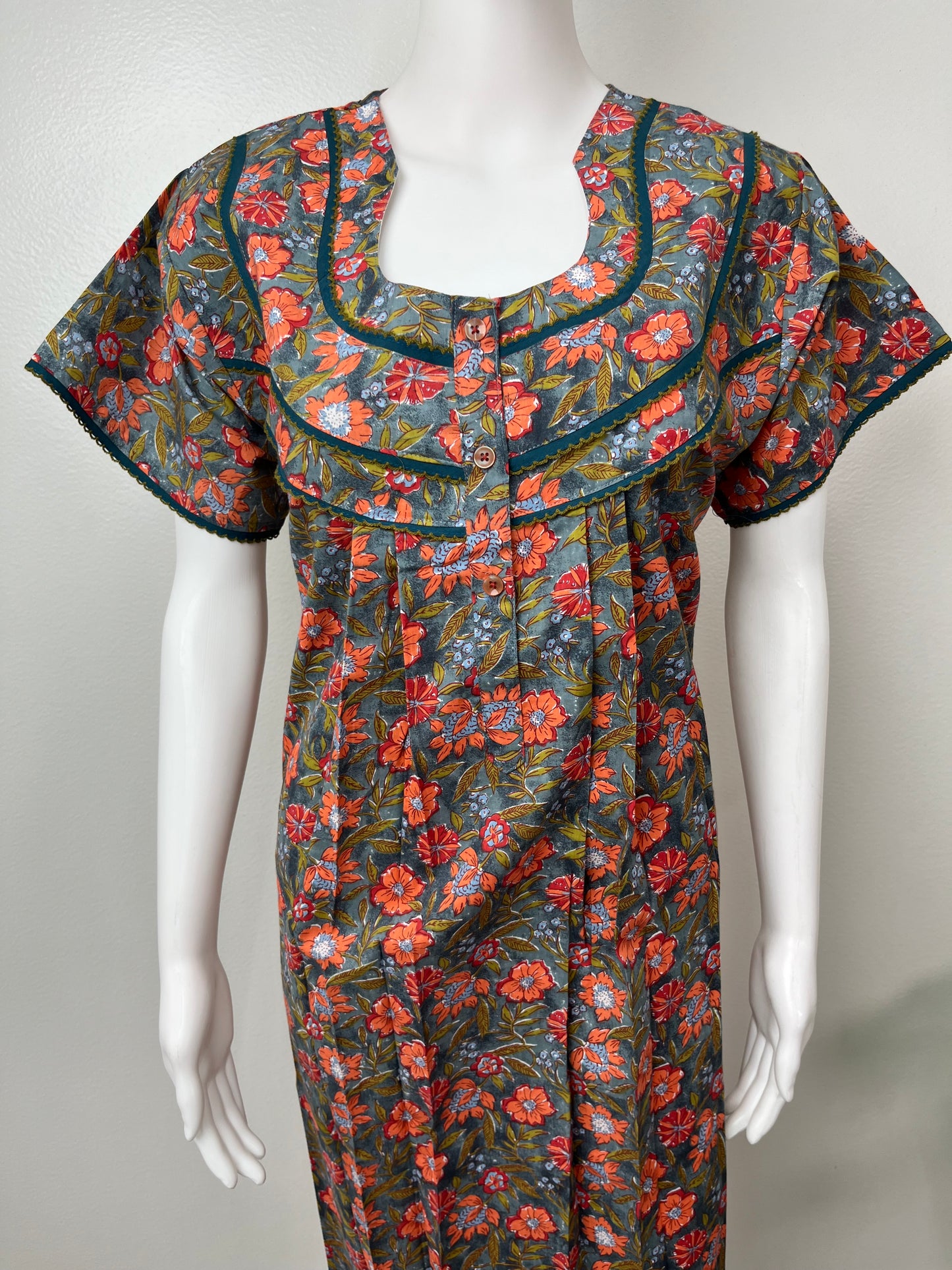 Grey Pure Cotton Nightgown Comfortable & Elegant.