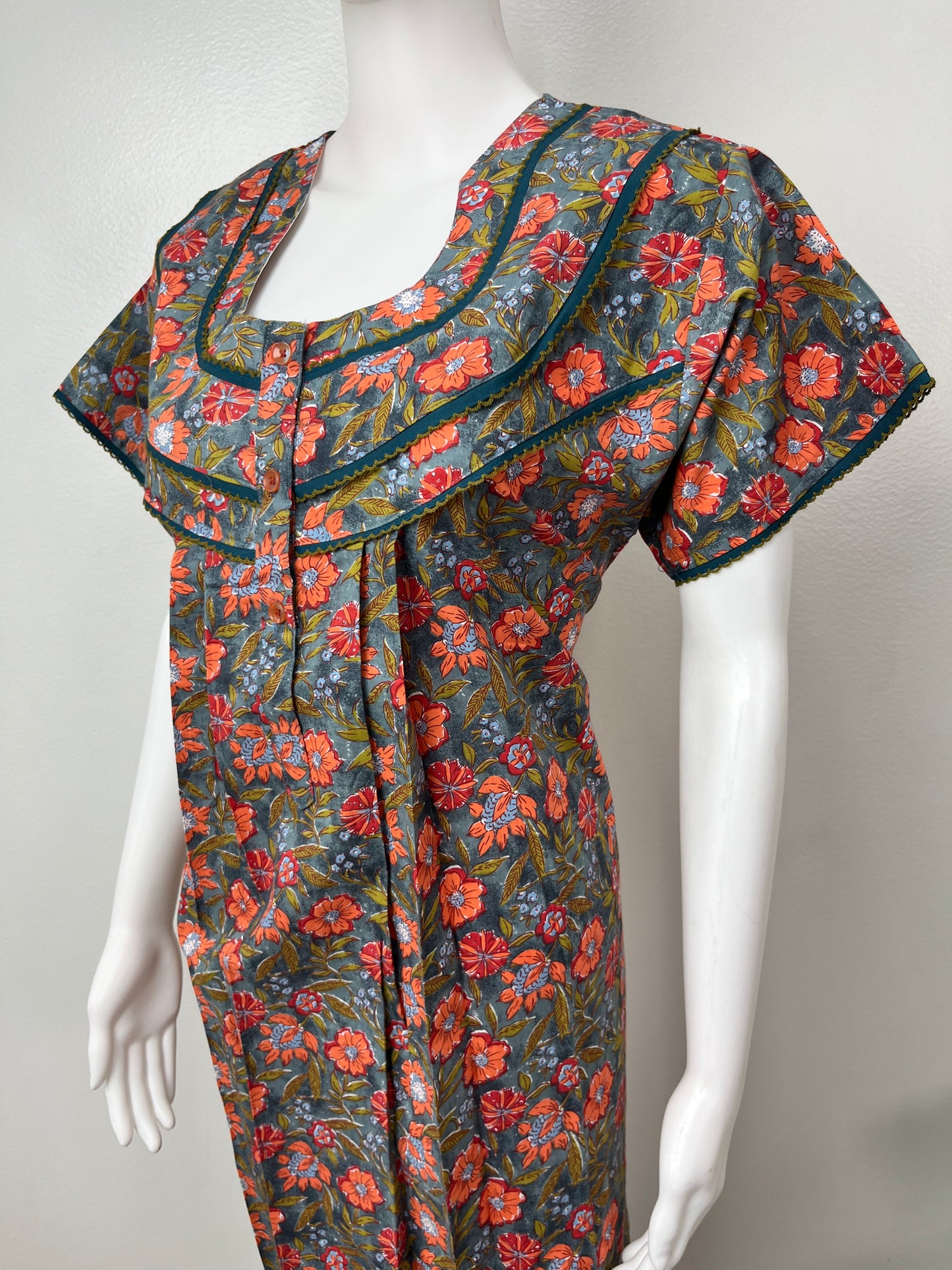 Grey Pure Cotton Nightgown Comfortable & Elegant.