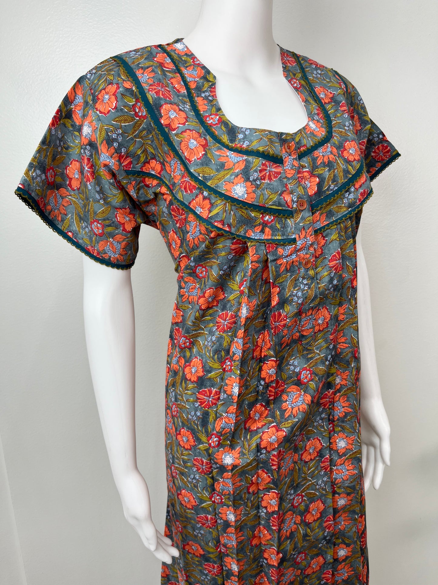 Grey Pure Cotton Nightgown Comfortable & Elegant.