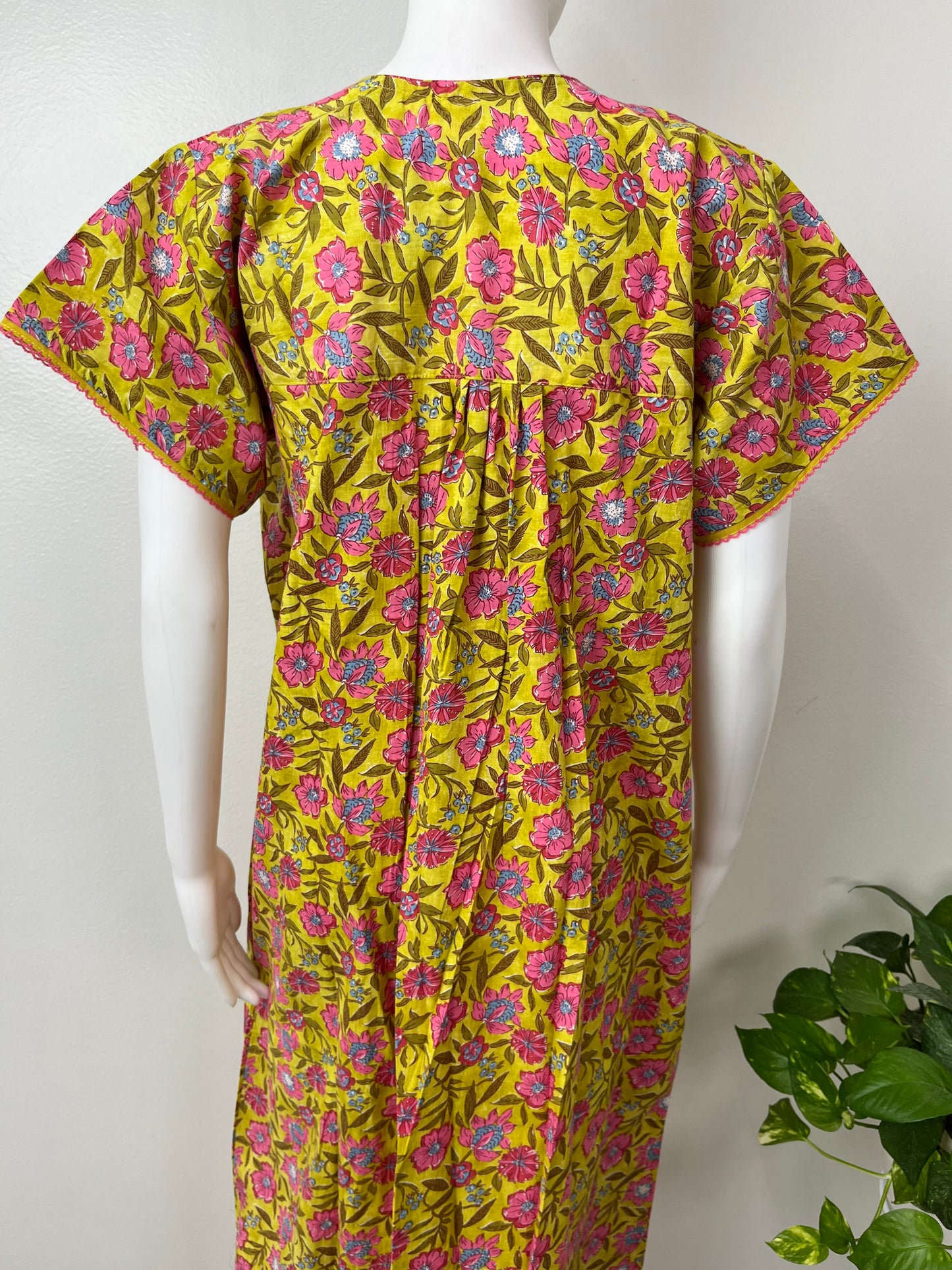 Yellow Printed 100% Cotton Nightgown