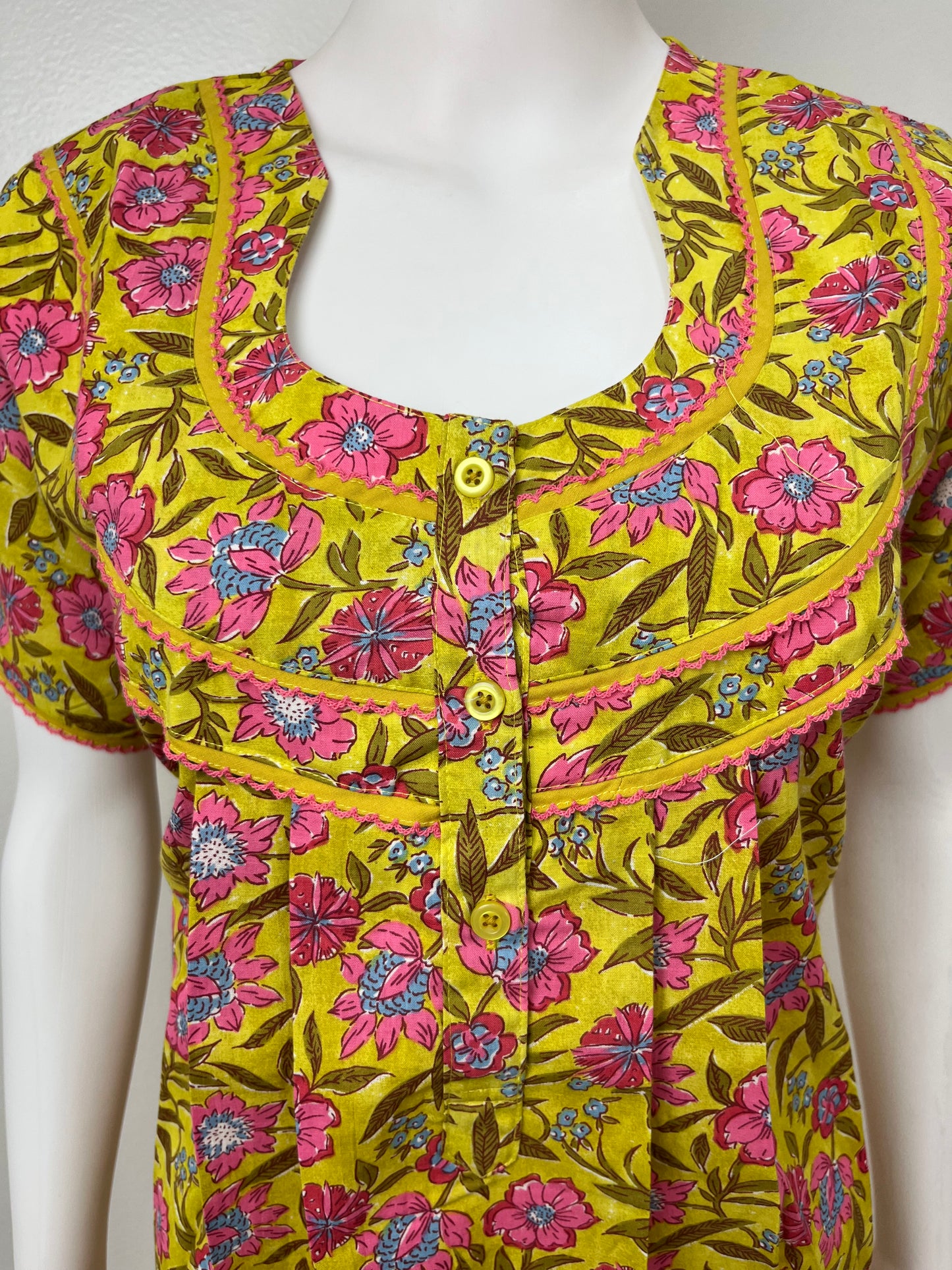 Yellow Printed 100% Cotton Nightgown