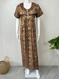 Brown Pure Cotton Nightgown with Lace Details