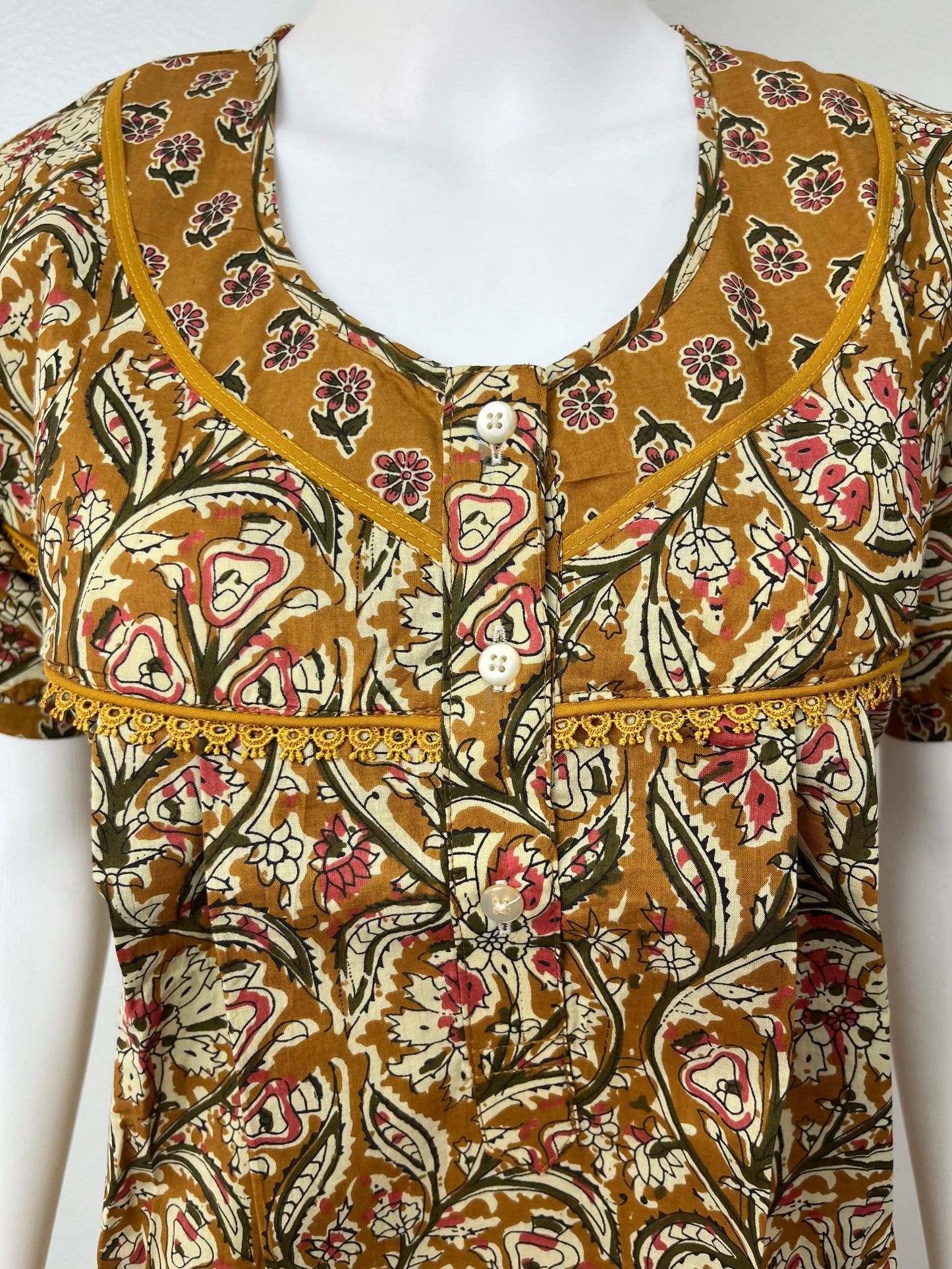 Mustard Printed 100% Cotton Nightgown