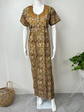 Mustard Printed 100% Cotton Nightgown