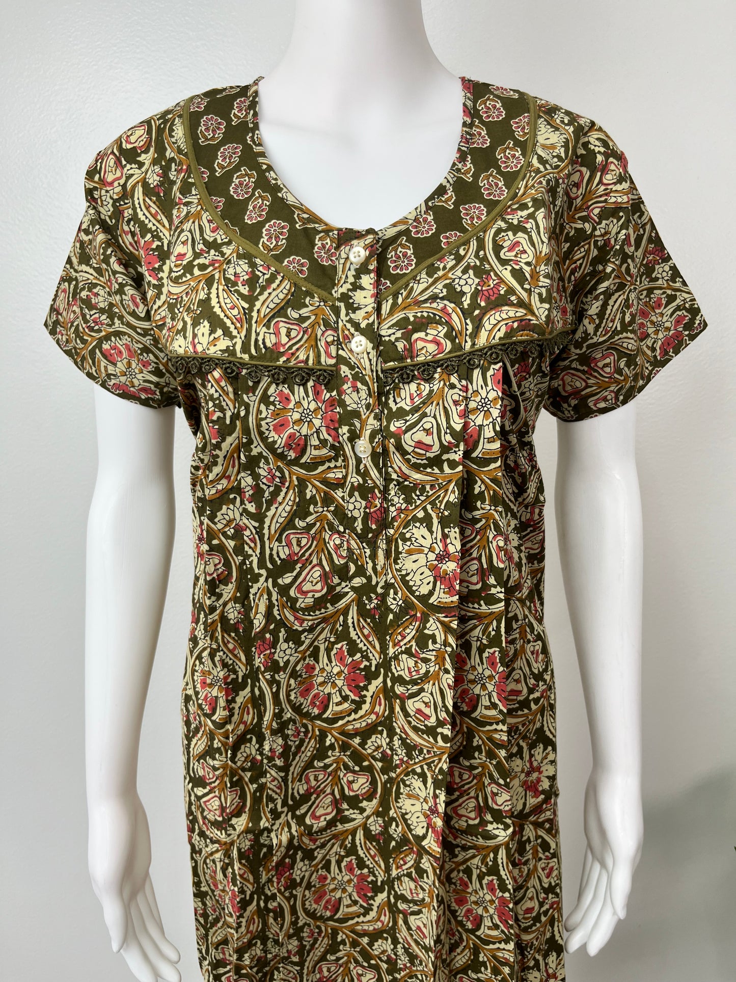 Bottle Green 100% Cotton Nightgown Soft & Comfortable