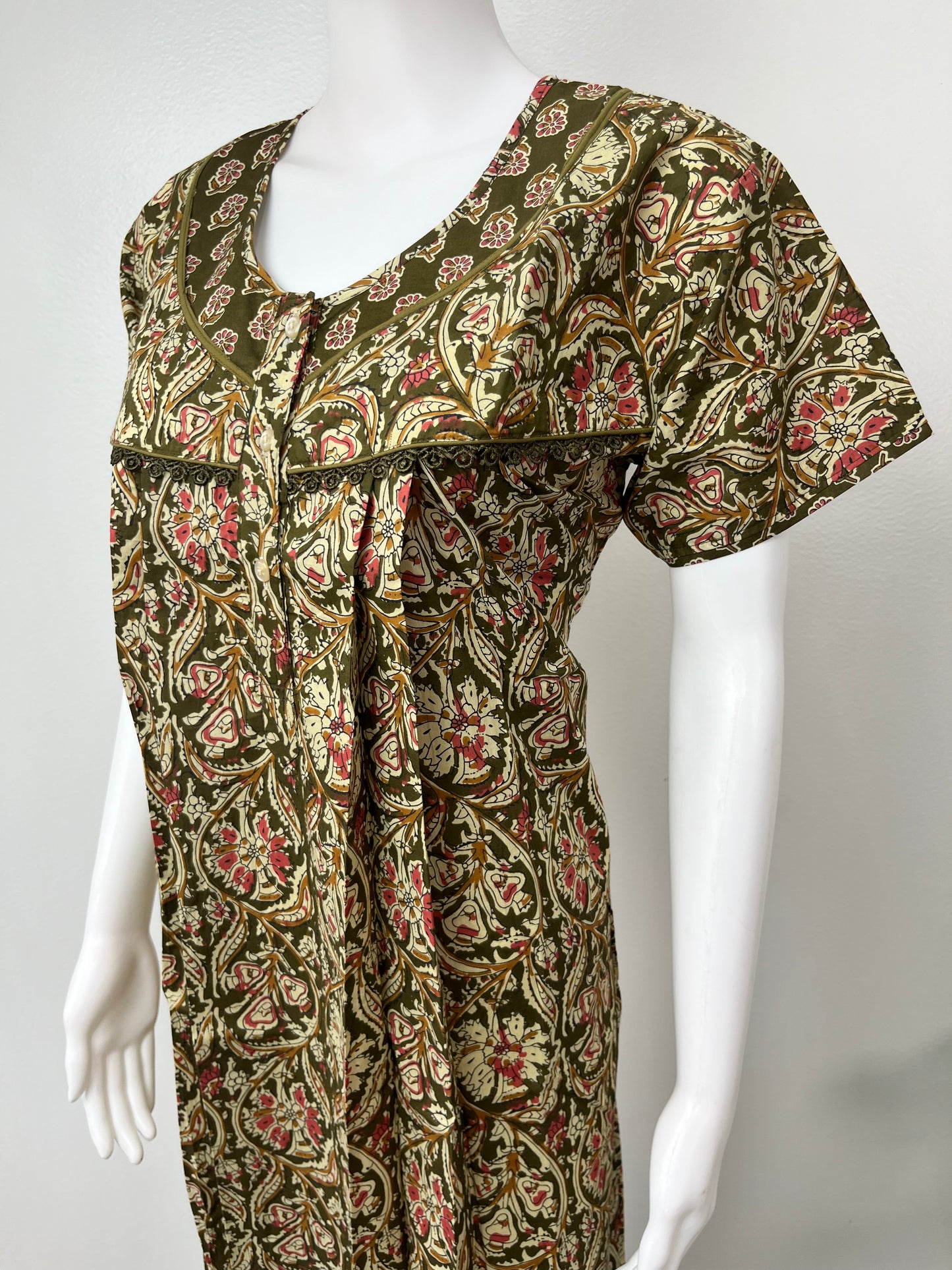 Bottle Green 100% Cotton Nightgown Soft & Comfortable