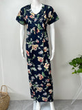 Navy Blue Printed 100% Cotton Nightgown for Women