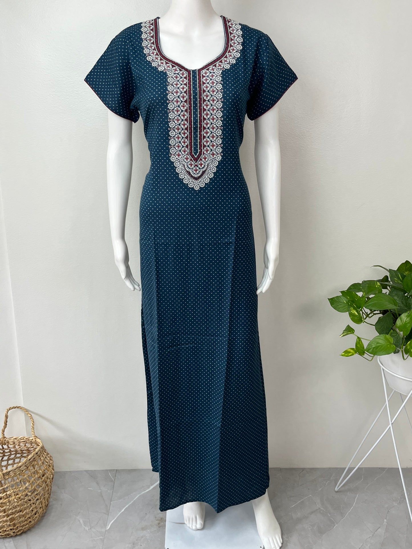 Turquoise Soft & Stylish Alpine Fabric Nighty