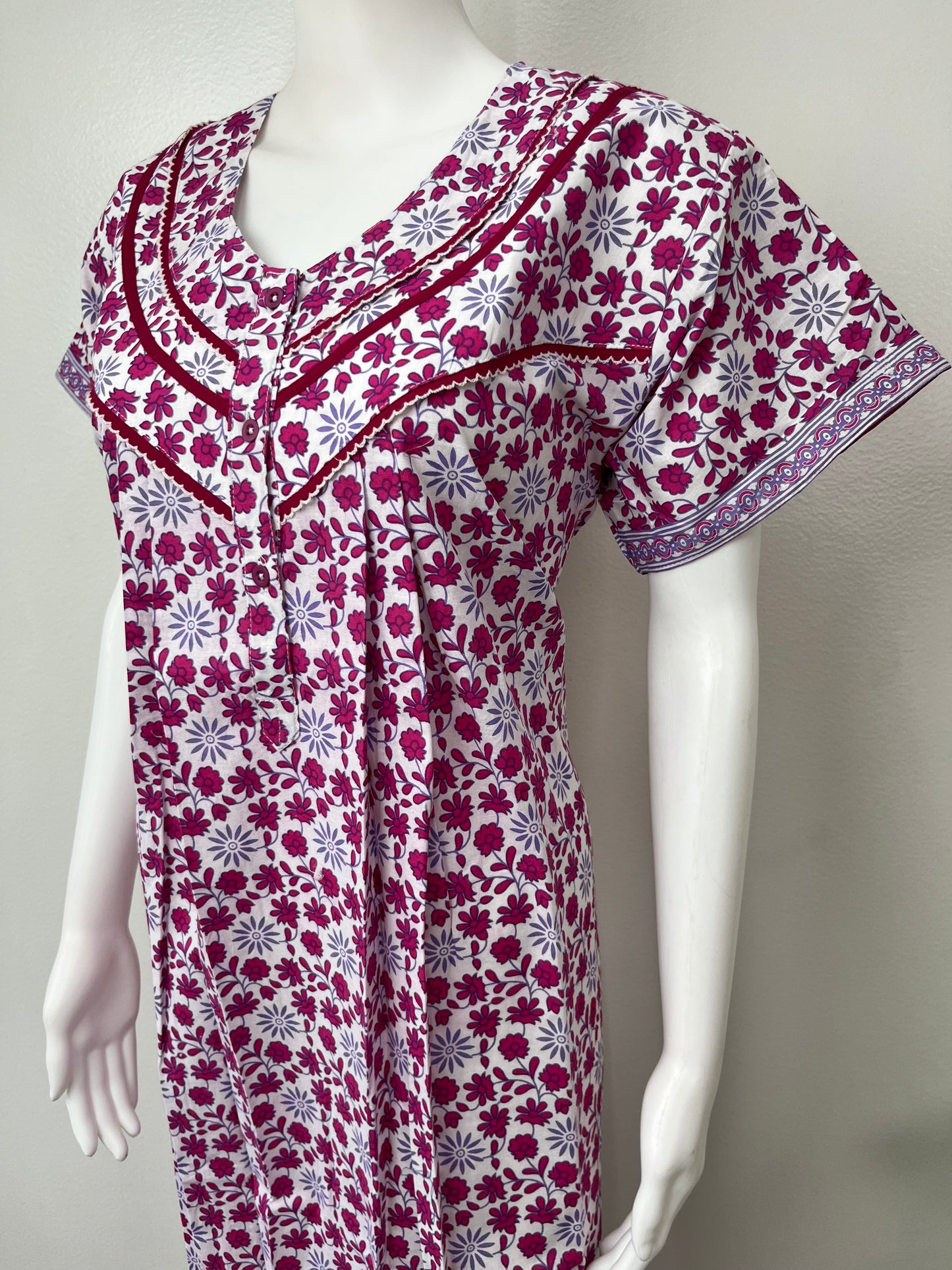 Floral 100% Cotton Nightgown Soft & Breathable