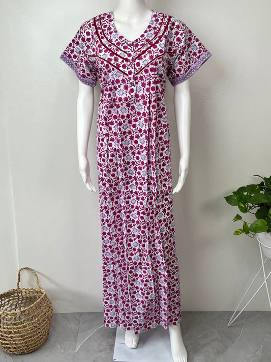 Floral 100% Cotton Nightgown Soft & Breathable