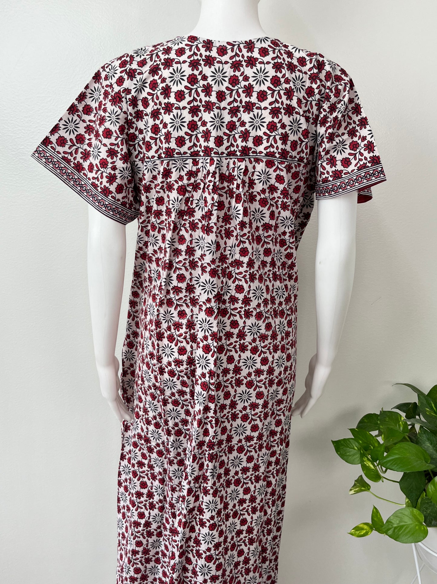Red 100% Cotton Nightgown Comfortable & Elegant