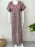 Red 100% Cotton Nightgown Comfortable & Elegant