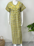 Yellow Pure Cotton Pleated Nighty for Women