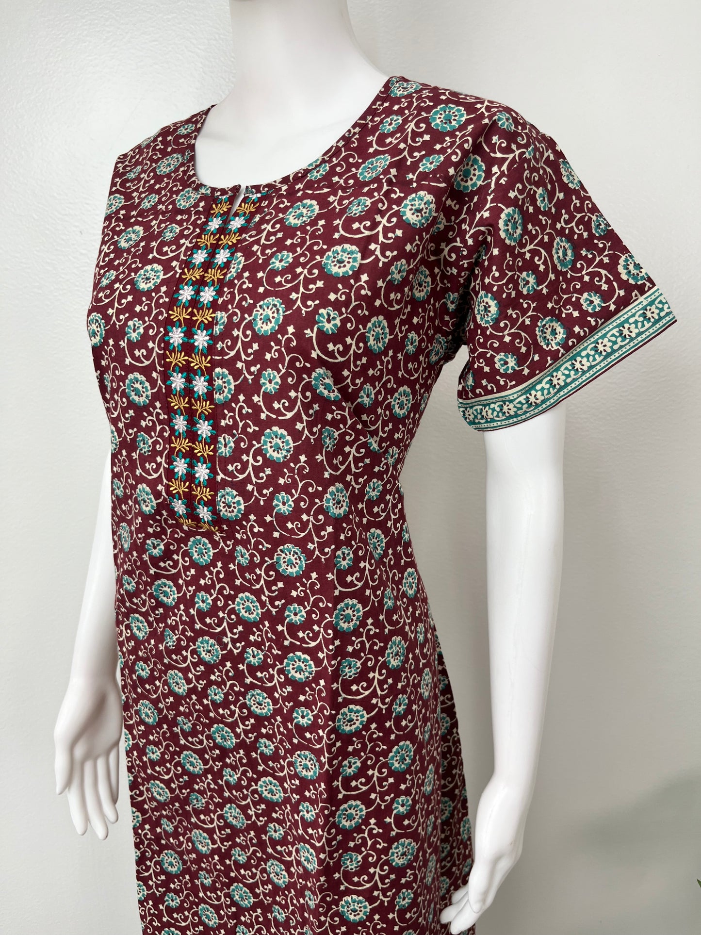 Maroon Pure Cotton Nighty Soft & Comfortable.